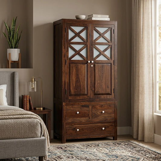 PRITI 2 door sheesham wood wardrobe
