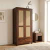 PRITI Two Door Solid Sheesham Wood Wardrobe Cane