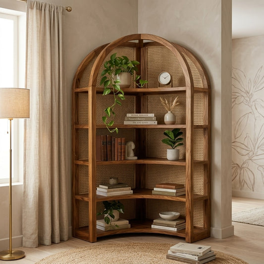 PRITI Sheesham Wood Ladder Book Shelf (Honey Finish)