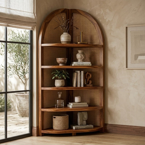 PRITI Sheesham Wood Ladder Book Shelf (Honey Finish)
