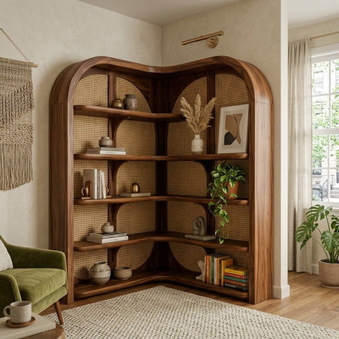 PRITI Sheesham Wood Ladder Book Shelf (Honey Finish)