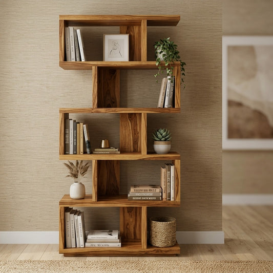 PRITI Sheesham Wood Ladder Book Shelf (Honey Finish)