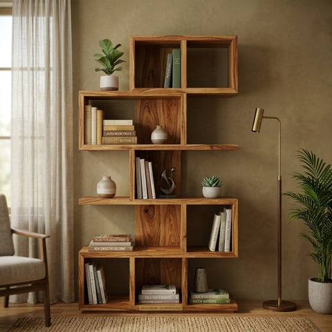 PRITI Sheesham Wood Ladder Book Shelf (Honey Finish)