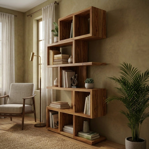 PRITI Sheesham Wood Ladder Book Shelf (Honey Finish)