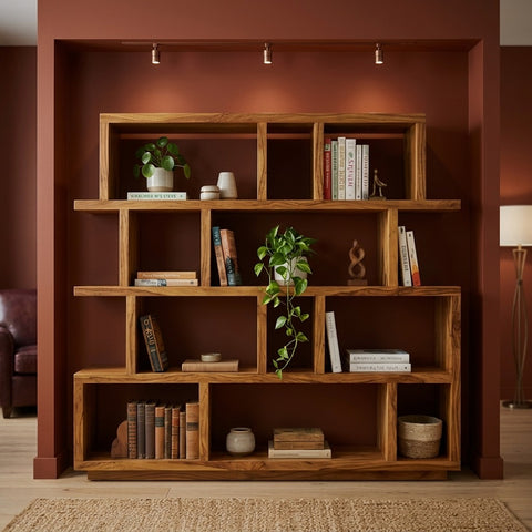 PRITI  Sheesham Wood Ladder Book Shelf (Honey Finish)