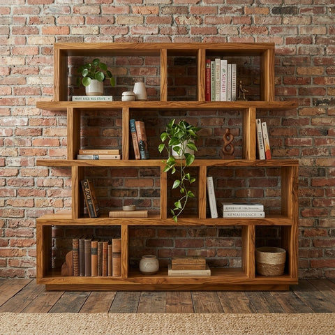 PRITI  Sheesham Wood Ladder Book Shelf (Honey Finish)