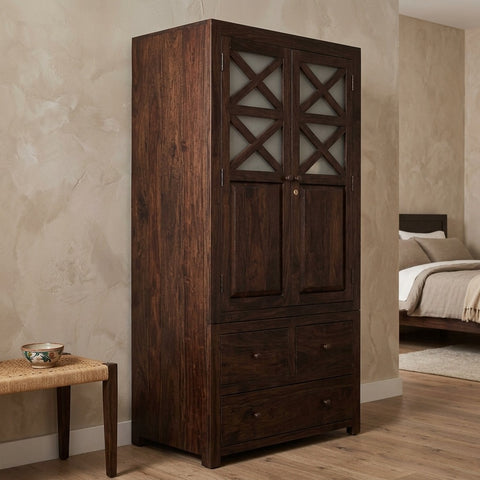 PRITI 2 door sheesham wood wardrobe
