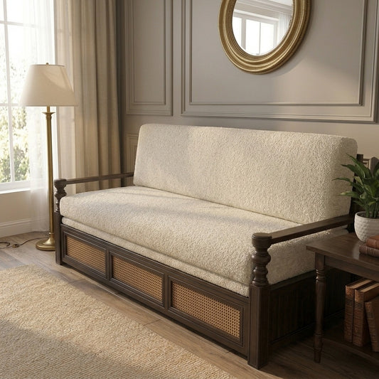 PRITI Solid Wood Sofa Cum Bed (Dark Finish)