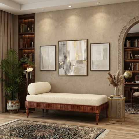 PRITI Sheesham Wood Diwan Bed without Storage (Honey Finish)