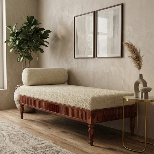 PRITI Sheesham Wood Diwan Bed without Storage (Honey Finish)