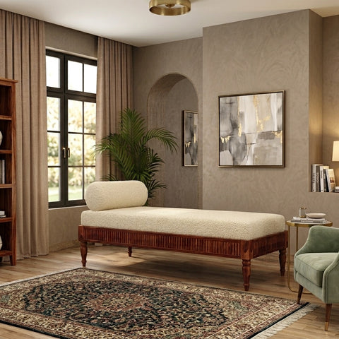 PRITI Sheesham Wood Diwan Bed without Storage (Honey Finish)