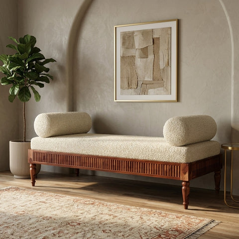 PRITI Sheesham Wood Diwan Bed without Storage (Honey Finish)
