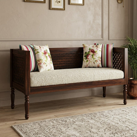PRITI Sheesham Wood Diwan Bed (Walnut Finish)
