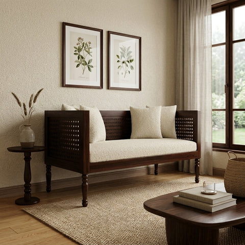 PRITI Sheesham Wood Diwan Bed (Walnut Finish)