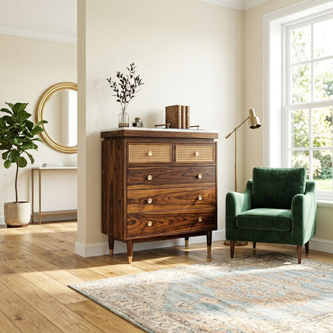 PRITI Solid Sheesham Wood Chest Of Drawers for Living Room | Bedroom