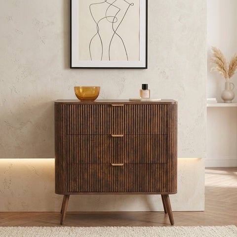 PRITI 3 Drawer Small Chest - Walnut