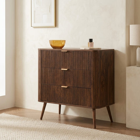 PRITI 3 Drawer Small Chest - Walnut