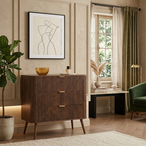 PRITI 3 Drawer Small Chest - Walnut