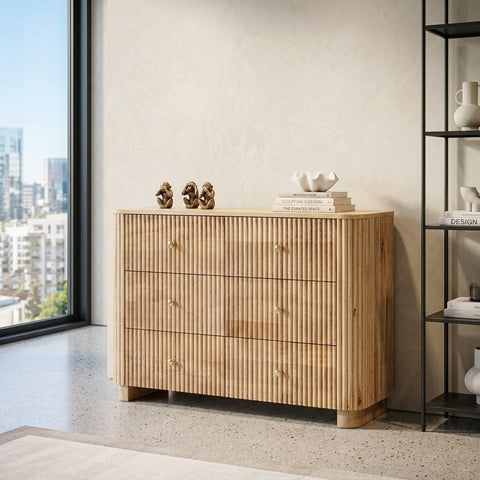 PRITI Mango Wood 6 Drawer Chest - Natural