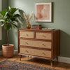 PRITI Solid Wood Rattan Cane Chest of Drawer Four Drawer