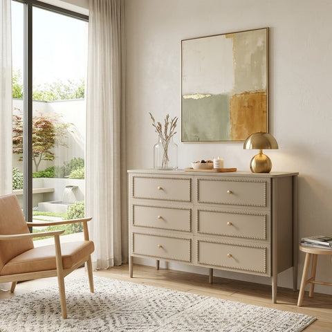PRITI 6 Drawer Chest - Taupe