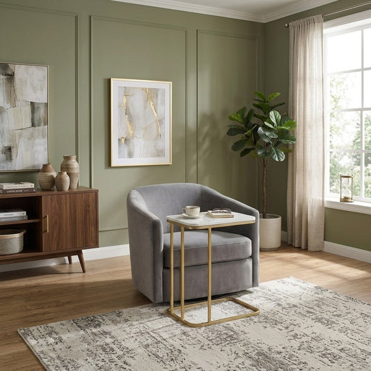 PRITI Metal Side Table with Marble