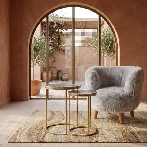 PRITI Side Table with Marble Set of 2