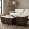 PRITI Basnwara Marble Square Coffee Table with Wood Base Set of 2