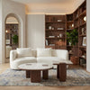 PRITI Marble Coffee Table with Wooden Legs Set of 2