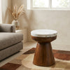 PRITI Mango Wood Side Table with Basnwara Marble
