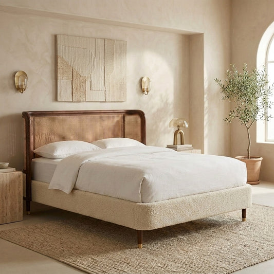 PRITI Rattan Solid Wood Bed-All Sizes