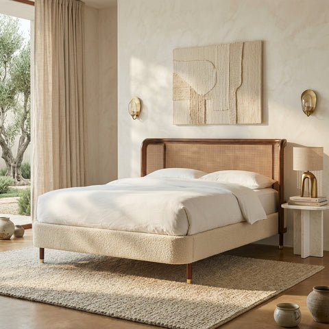 PRITI Rattan Solid Wood Bed-All Sizes