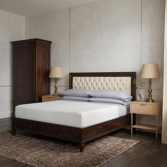 PRITI Solid Wood Leather Bed - All Sizes