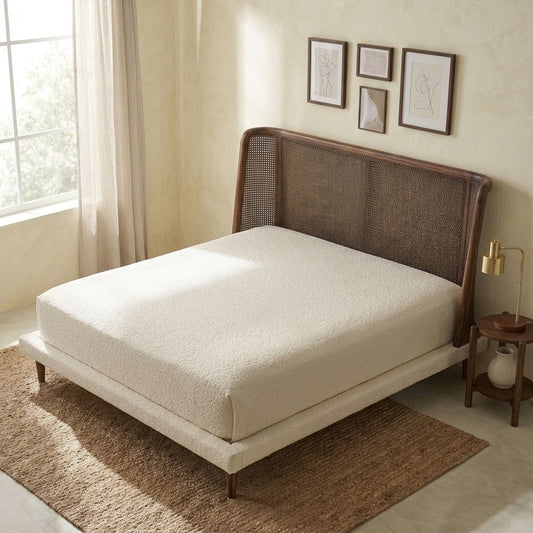 PRITI Curved Headboard Rattan Bed- All Sizes