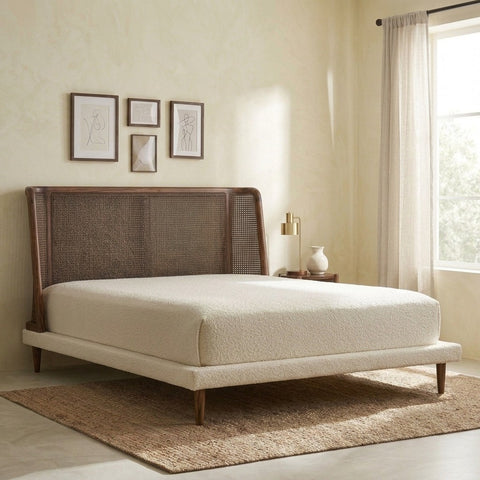 PRITI Curved Headboard Rattan Bed- All Sizes