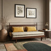 PRITI Elegant Cane-Style Day Bed with Cushioned Backrest for Indian Homes
