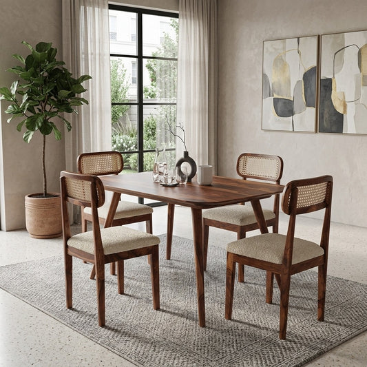 PRITI Solid Wood 4 Seater Dining Set
