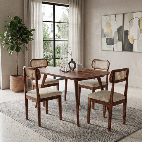 PRITI Solid Wood 4 Seater Dining Set