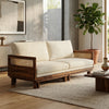 PRITI 3 Seater Solid Wood Rattan Sofa Bed and L Shape Lounger - 82.6
