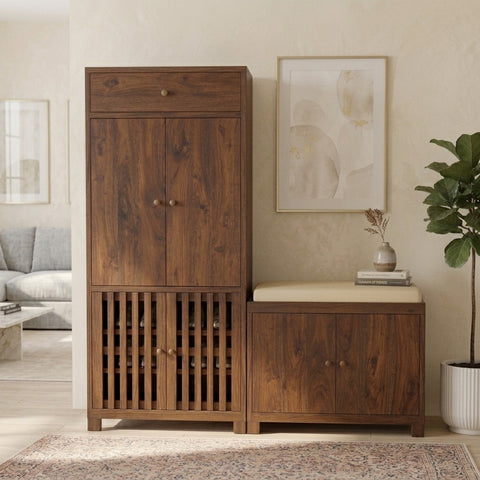 PRITI Sheesham Wood Shoe rack with seating