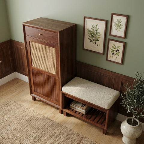 PRITI Solid Wood Sheesham Shoe Rack (walnut sheesham finish)