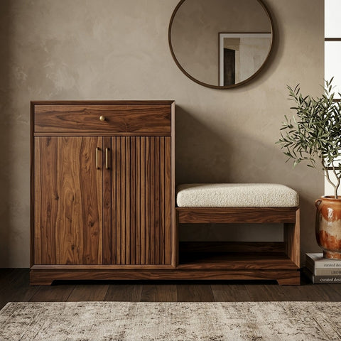 PRITI Solid Wood Sheesham Shoe Rack (walnut sheesham finish)