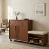 PRITI Solid Wood Sheesham Shoe Rack (walnut sheesham finish)