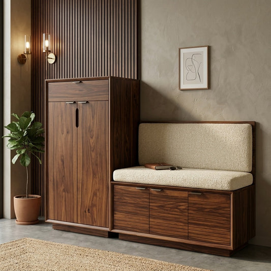 PRITI Solid Wood Sheesham Shoe Rack (walnut sheesham finish)