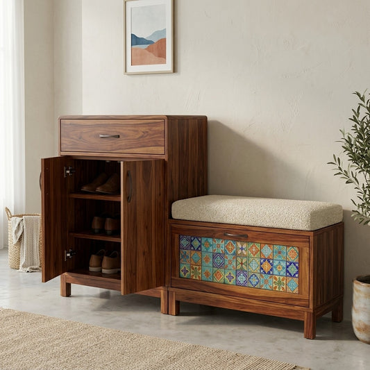 PRITI Solid Wood Sheesham Shoe Rack ( walnut sheesham finish)