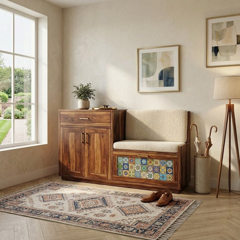 PRITI Solid Wood Sheesham Shoe Rack  ( walnut sheesham finish)