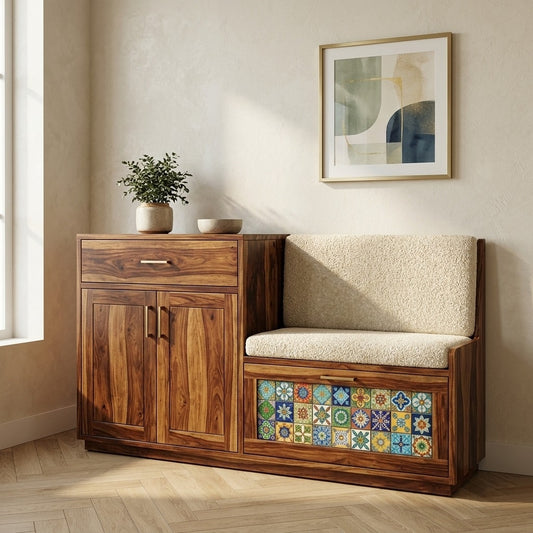 PRITI Solid Wood Sheesham Shoe Rack  ( walnut sheesham finish)