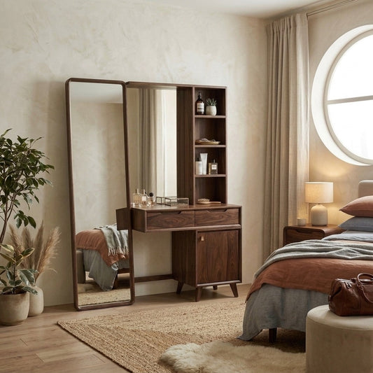 PRITI Sheesham Wood Dressing Table with Mirror and Storage (PRITI Finish)