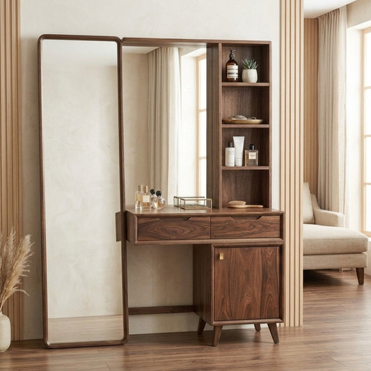 PRITI Sheesham Wood Dressing Table with Mirror and Storage (PRITI Finish)