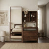 PRITI Sheesham Wood Dressing Table with Mirror and Storage (Dark Walnut Finish)